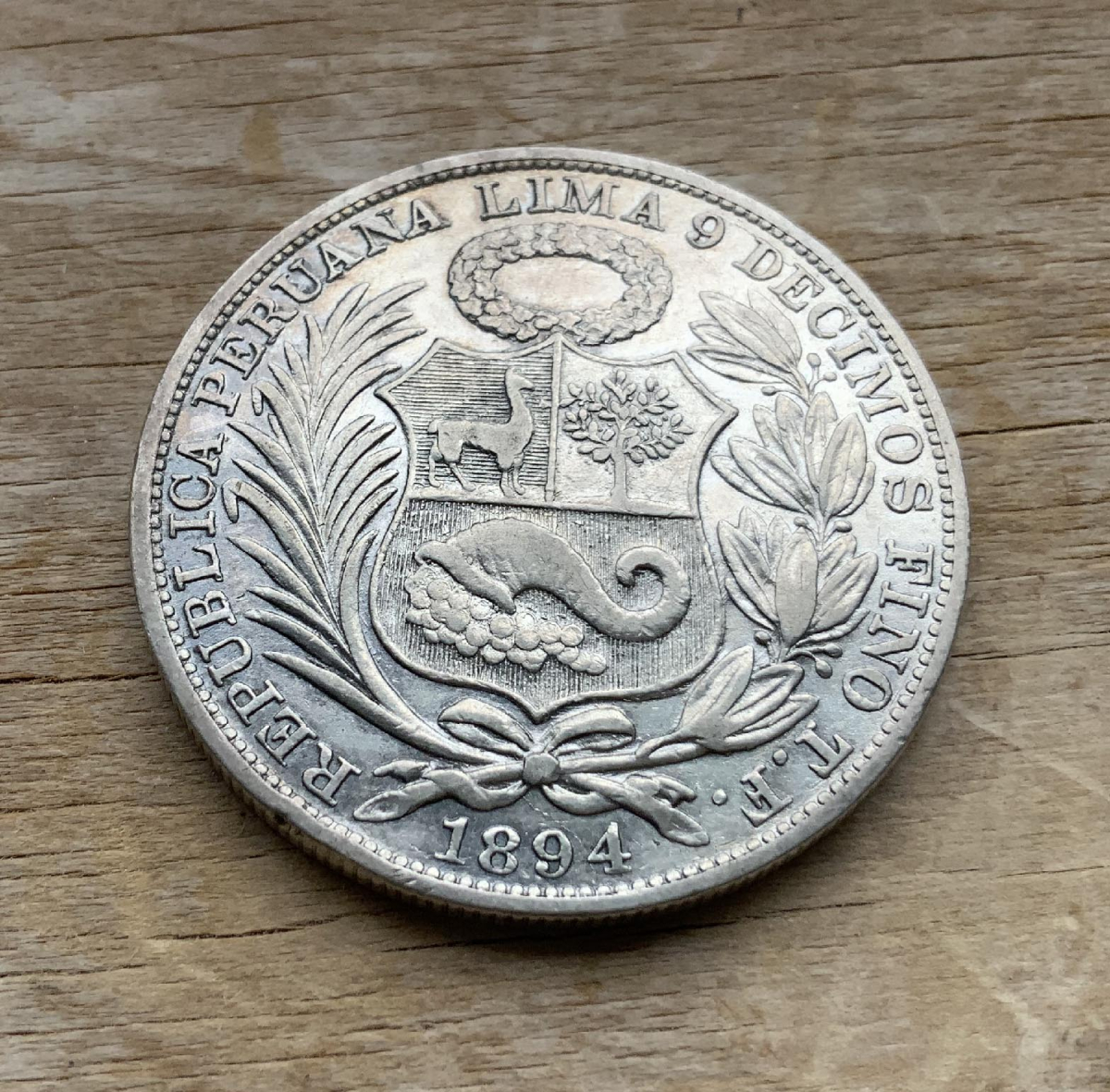1894 .900 Silver Sol coin Peru C332